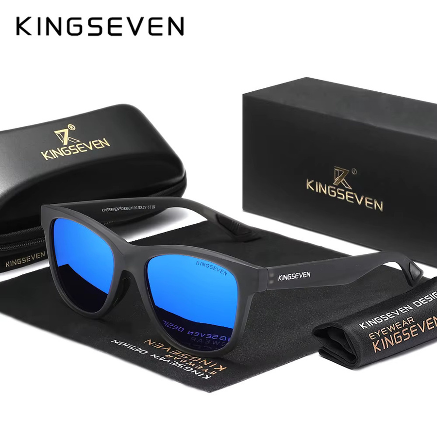 KINGSEVEN N797 Sonnenbrille, Quadrat, Vollrand, Kunststoff, Schwarz, Unisex - Bild 2