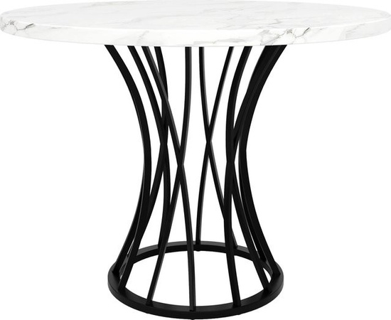 okwish Esstisch rund in Marmoroptik mit Gold, Durchmesser: 80 cm, Höhe: 76 cm