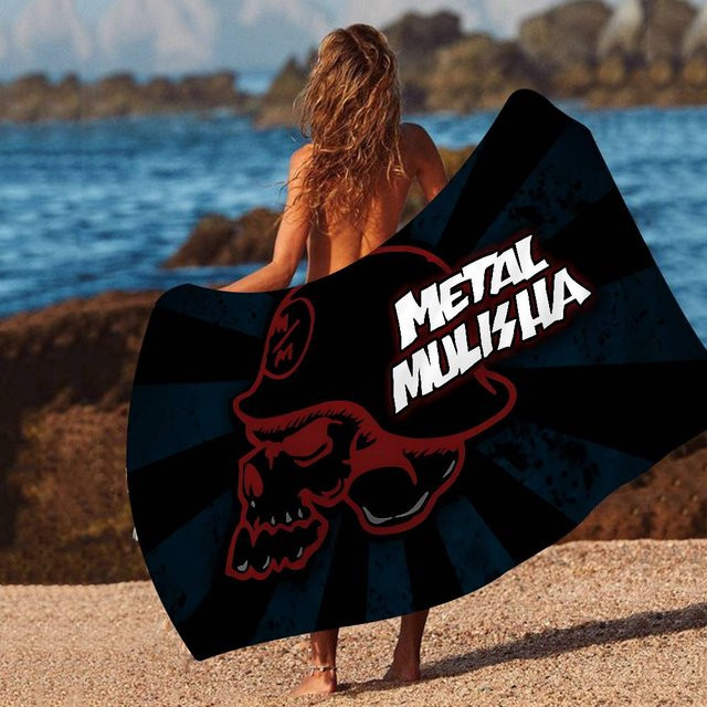 M-Metal M-Mulisha Mikrofaser-Strandtuch aus Baumwolle und Polyester, schnelltrocknend und super saugfähig, Schwarz, B/H: 50 x 100 cm - Bild 1