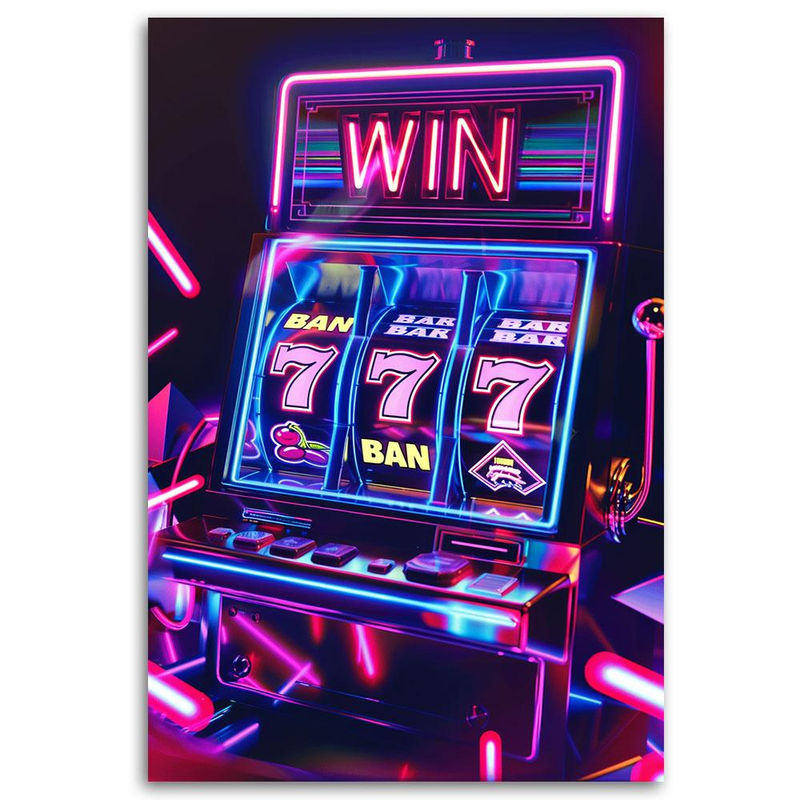 Feeby Leinwandbild Casino Motiv Machine à sous Neon in mehrfarbig, Breite: 60 cm, Höhe: 40 cm - Bild 2