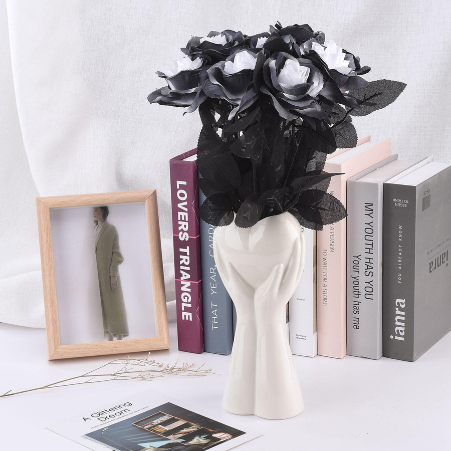 Tooarts Künstliche Schwarze Rosen aus Seidentuch und Kunststoff für Hochzeits-, Weihnachts- und Partydekorationen - Bild 5