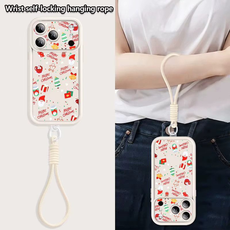 MOESOE Handyhülle mit Frohe Weihnachten Design und Lanyard für iPhone, Farbe: Schwarz - Bild 2