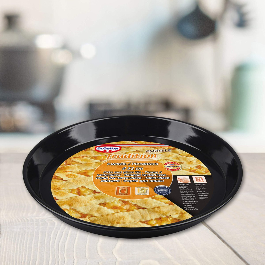 Dr. Oetker Pizzablech Tradition aus Emaille, Schwarz, Durchmesser: 32 cm - Bild 2