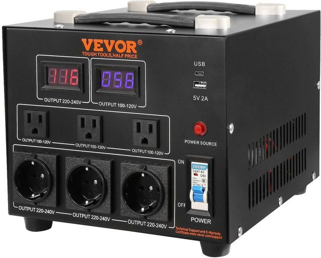Buying Solutions MB Spannungswandler Transformator 5000VA Auf- und Abwärtswandler Schwarz mit USB-A Anschluss - Bild 1