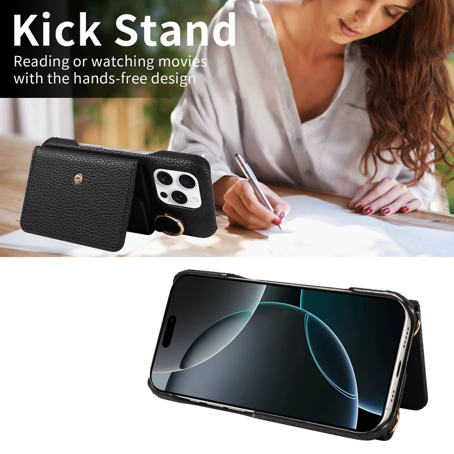 Crossbody Handyhülle aus PU-Leder für iPhone 16e 16 Pro Max 15 14 13 12 11 Pro Max Plus mit Spiegel, Anti-Drop und Anti-Entmagnetisierung, Farbe: Orange - Bild 3
