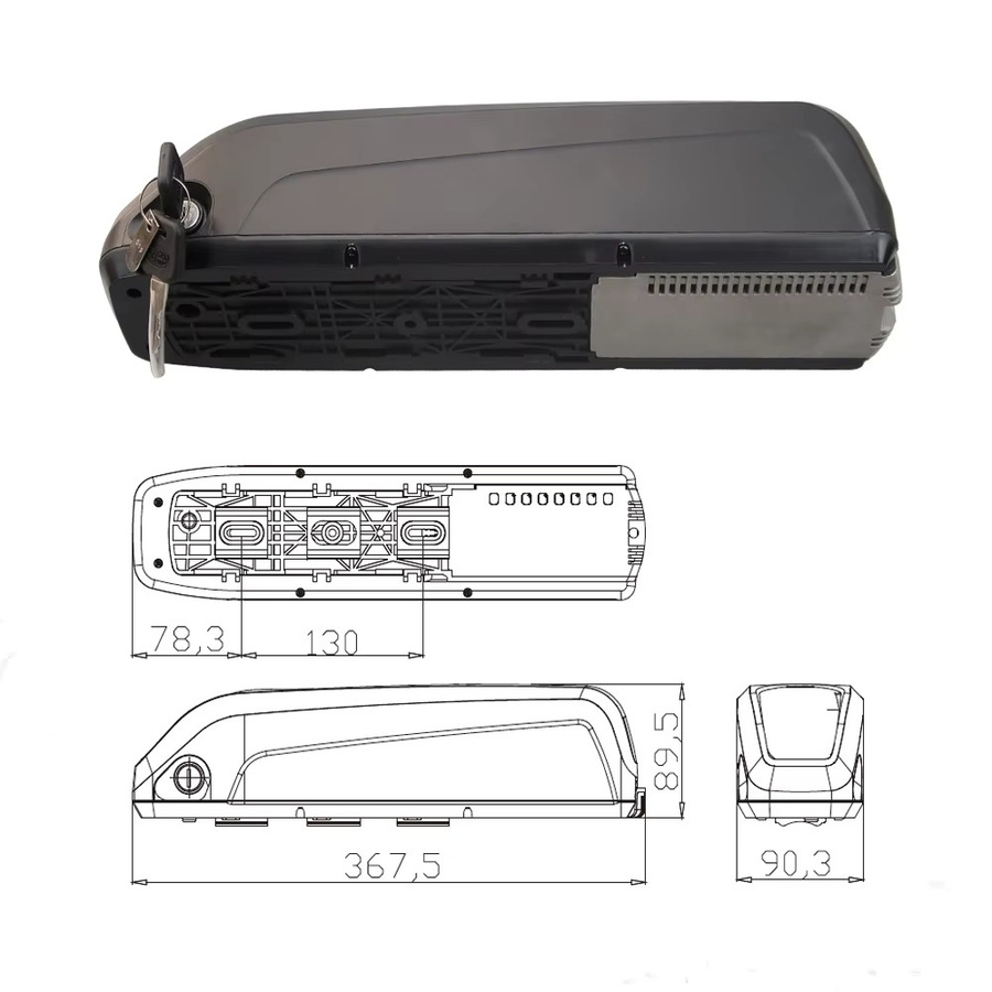 Hailong Li-Ionen-E-Bike Akku 4-Pin in Schwarz für Eltreco XT750 Ecotric Rocket Gesheng A4 - Bild 3