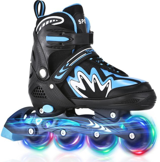 TOMSHOO Rollschuhe Kinder, verstellbar, mit leuchtenden Rollen, blau - Bild 1