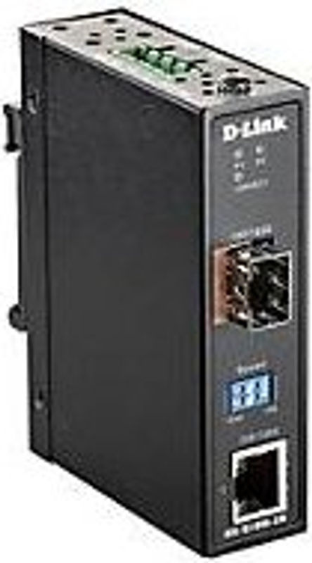 D-Link DIS M100G Industrial Medienkonverter mit 1GbE, 1000Base-T, RJ-45 und SFP (mini-GBIC) in Schwarz - Bild 2