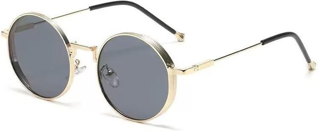 ERIKOLE Sonnenbrille Rund, Kunststoff, Vollrand, Unisex, grau gold - Bild 1