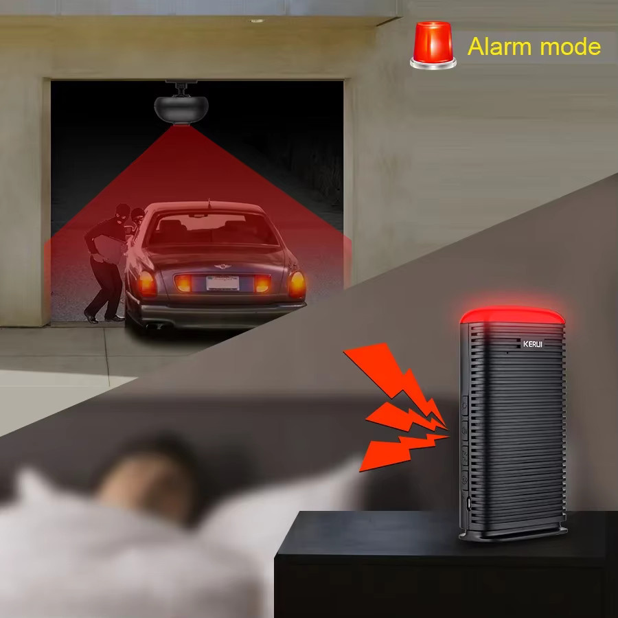 KERUI DW9 Garage Alarm Drahtloser PIR Bewegungsmelder für den Außenbereich, Wasserdicht, Farbe: Schwarz - Bild 2