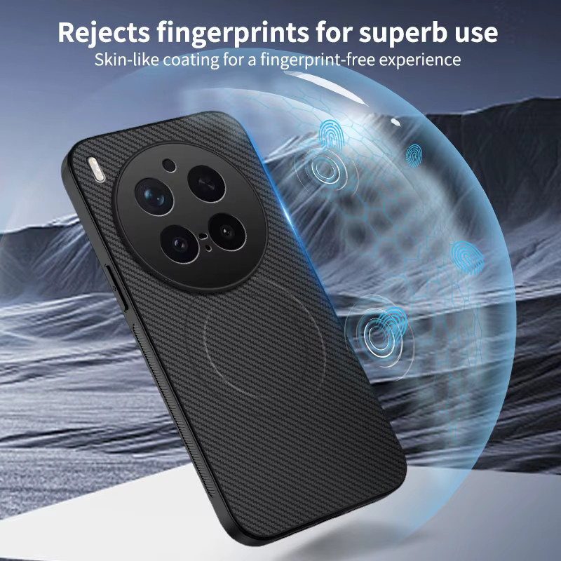 Magnetische Schutzhülle mit Carbon-Faser-Textur für Vivo V60 V50 V40 Lite Y400 X200 FE Ultra X300 Pro mit MagSafe Kompatibilität in Schwarz und Blau - Bild 6