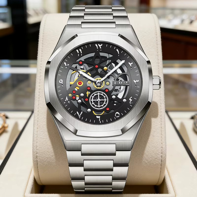 LIGE Armbanduhr Quarz, Edelstahl, Silber, Herren - Bild 2