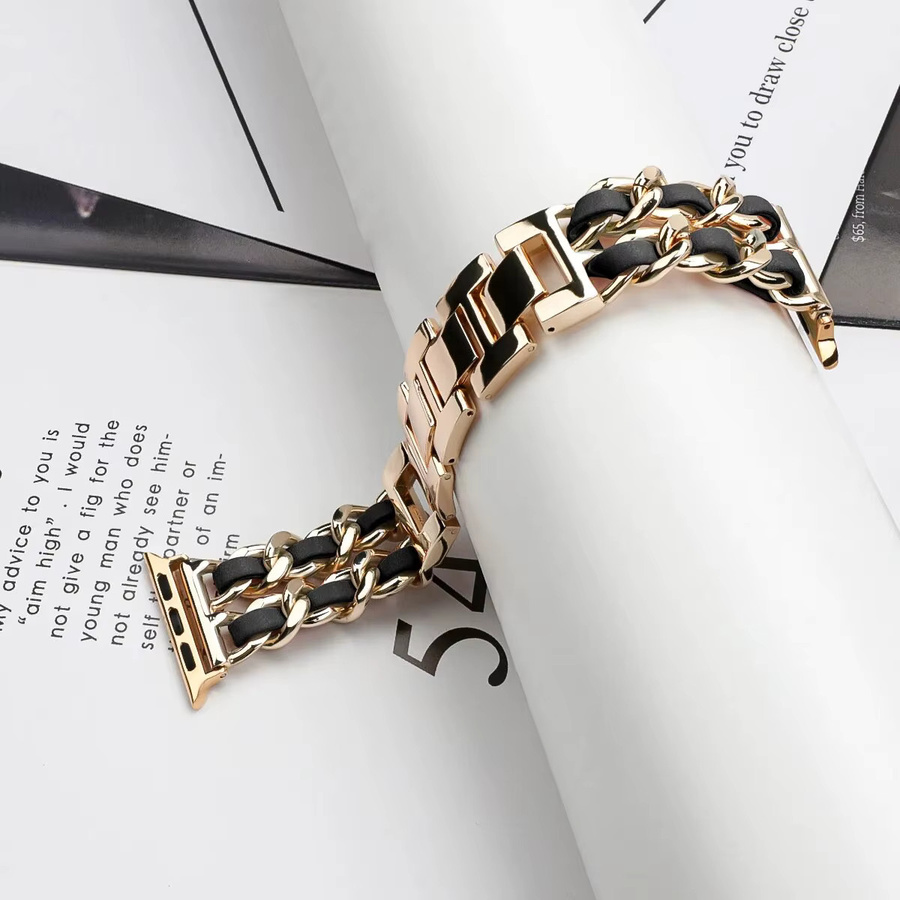 JBAILI Uhrenarmband Leder, Edelstahl, Roségold, Damen - Bild 2
