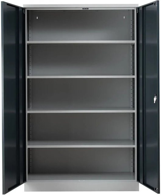 PROREGAL Flügeltürenschrank Ferret mit 4 Fachböden, Grau-Anthrazit lackiert, H x B x T: 195 x 120 x 50 cm - Bild 1