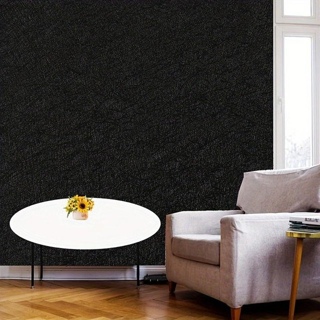 SZ-Damai Selbstklebende Seidenmustertapete in Schwarz, Wasserfeste Vinyl-Wandtapete mit geometrischem Design, B: 45 cm, L: 1000 cm - Bild 1