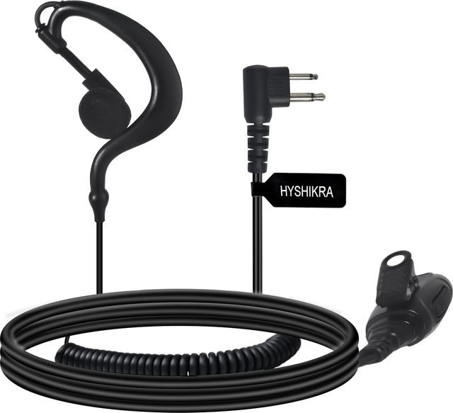 RUNUPTOP In-Ear Ohrhörer CLS1410 CLS1110 mit PTT/Mikrofon für Motorola Walkie Talkies DTR550 DTR700 RDU4100 RDU4160D G-förmiges 2-poliges Headset in Schwarz - Bild 1