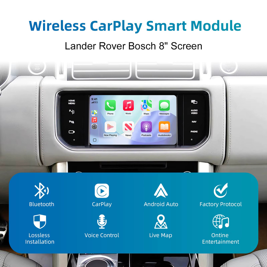 LEXXSON Drahtlose CarPlay und Android Auto Retrofit Kit Decoder Box für Land Rover Evoque Discovery Freeland in Silber - Bild 2