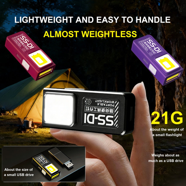 APWIKOGER COB LED Mini-Taschenlampe mit USB-C Wiederaufladung, Schwarz, mit Clip und Magnet für Notfall, Camping und Arbeit - Bild 1