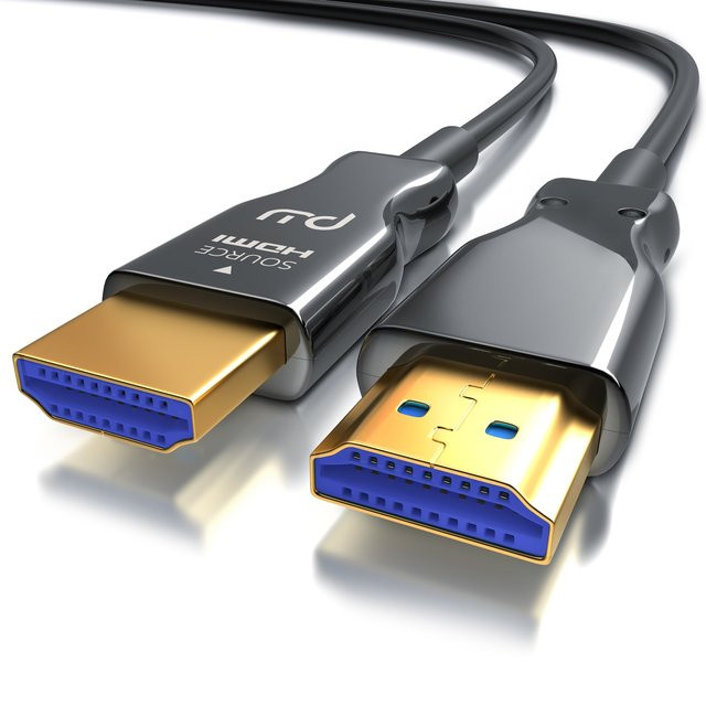 Primewire HDMI 2.0b Glasfaser Kabel in Schwarz, 4K 60Hz mit HDR, 3D, ARC, CEC, HDCP 2.2, YUV 4x4x4, Länge: 30 m - Bild 1