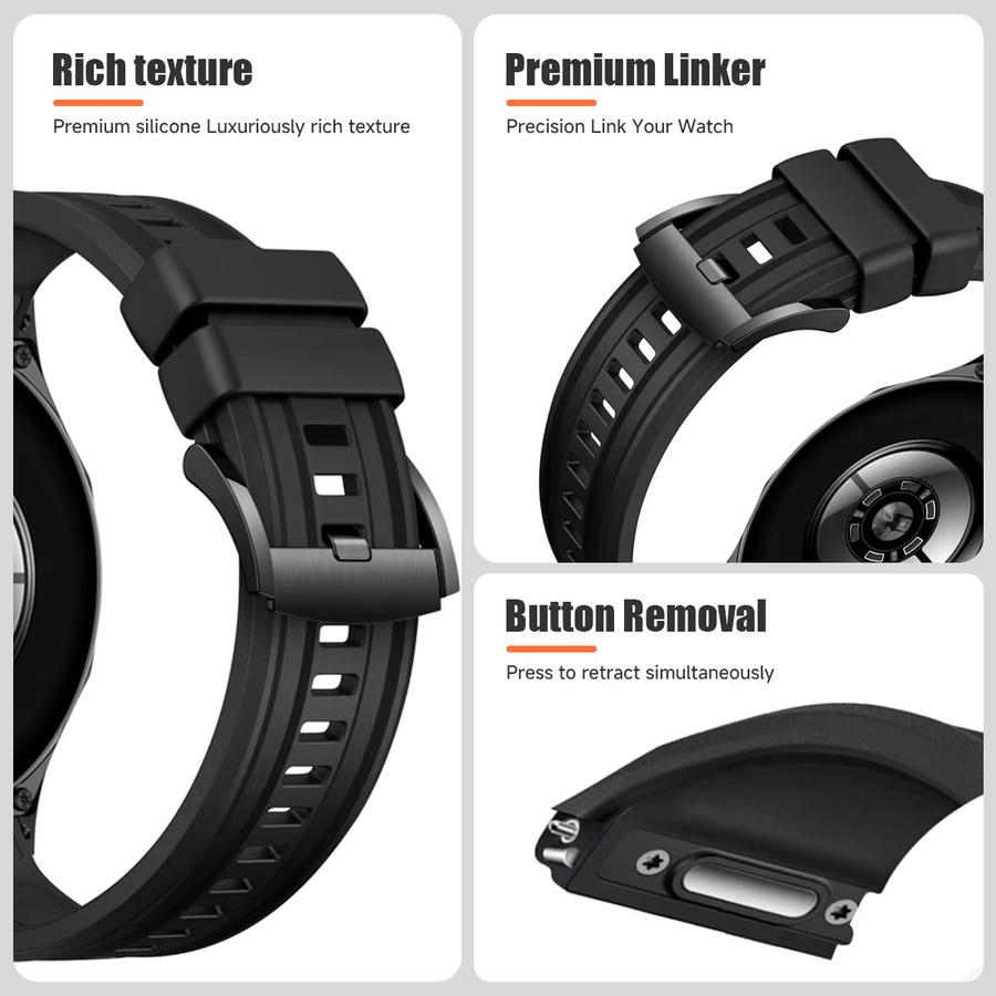 Geekthink Uhrenarmband Silikon, Schwarz, Herren, für Huawei Watch GT6 Pro 46 mm - Bild 4