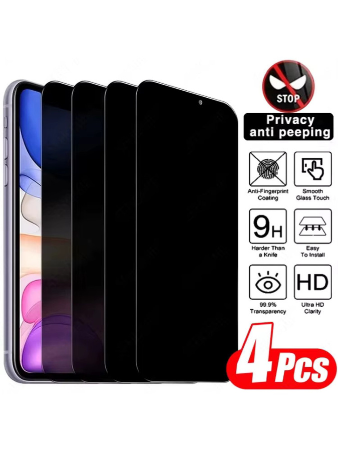 YANRICHES 4er-Pack Anti-Spy Privacy Displayschutzfolie aus gehärtetem Glas für iPhone 11 bis 17 Pro Max und Plus Modelle, transparent - Bild 5