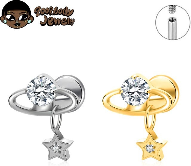 ZOORBODY JEWELRY Ohrstecker Titan, Zirkonia, Silber - Bild 1