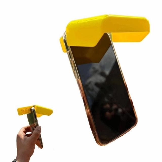 Tragbarer Universal-Telefon-Sonnenschirm mit einstellbarem Winkel für Strand und Pool, Anti-Glare-Schutz, Gelb - Bild 1
