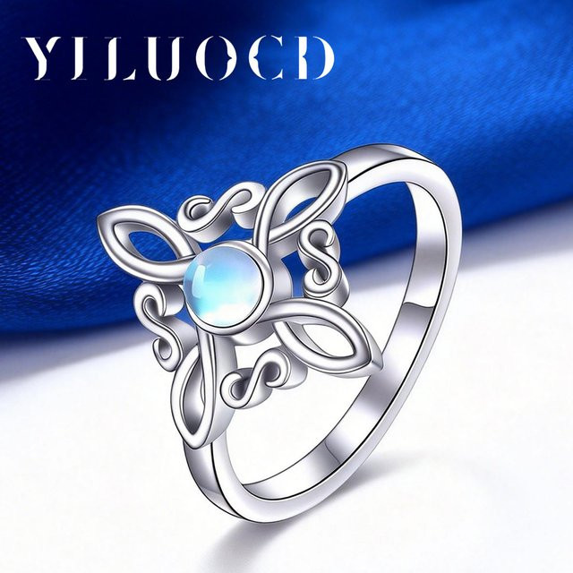 YILUOCD Ring Silber, Mondstein, Damen, Vintage - Bild 1