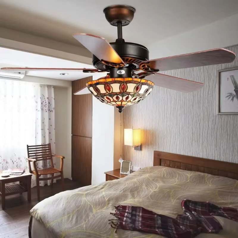 JIANKEXING Retro Deckenventilator mit Licht und Holzflügeln in Mehrfarben - Bild 3