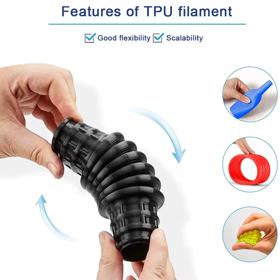 3D Maliang Flexibles TPU-Filament für FDM-Drucker, 1,75 mm, Regenbogen-Farbwechsel Grün, 95 A Shore Härte - Bild 3