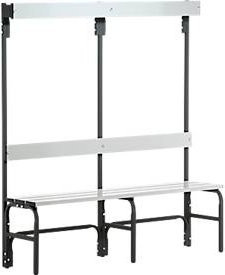 Sypro Umkleidebank mit Garderobenteil aus Edelstahlrohr und Aluminium in Anthrazit, Breite: 150 cm - Bild 1