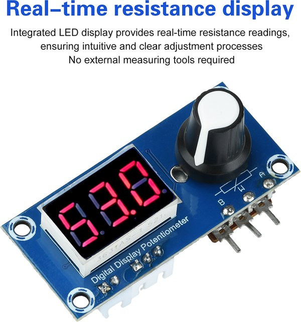 Aideepen Einkanaliges Digitales Potentiometer-Modul in Blau mit 3-stelliger LED-Anzeige für Präzisionssteuerung als einstellbarer Widerstand (5K/10K/20K) - Bild 1