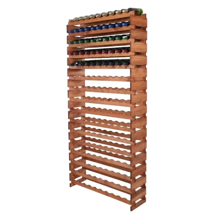 PROREGAL Weinregal VINOTECA FLEX aus massivem Kiefernholz, Braun geölt, H x B x T: 219 x 103 x 28 cm, Platz für 160 Flaschen auf 16 Ebenen - Bild 2