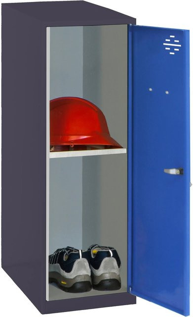 PROREGAL Schließfachschrank AMEGO Spind mit 1 Fachboden in Blau-Anthrazit, H x B x T: 91,5 x 40 x 50 cm - Bild 1