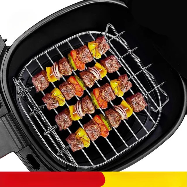 Outdoor-Grillset aus Edelstahl in Silber mit Spießen, Heißluftfritteusen-Grill und Dampfgarer - Bild 1