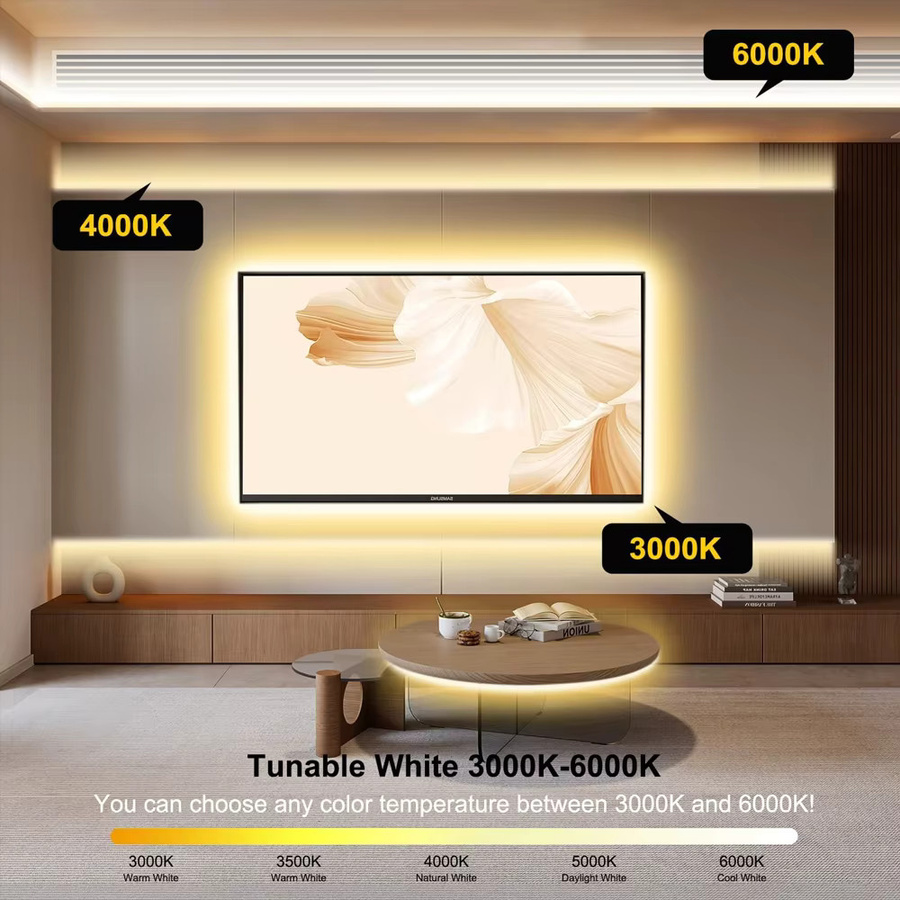CENFAYA COB CCT LED-Streifen mit RF-Fernbedienung, 12V dimmbar, Dual-Weiß 2700-6500K für Schrank und Schreibtisch - Bild 4