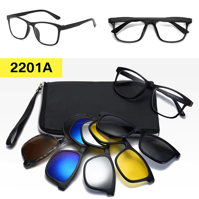 SHINU Sonnenbrille zum Anklipsen, Vollrand, rechteckig, Kunststoff, multicolour - Bild 3