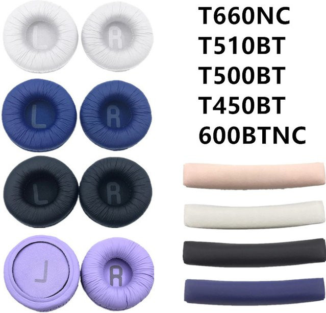 Ersatz Ohrpolster Set aus weichem Leder und Schaum für JBL 510BT, Tune 600, T450BT, T500BT und JR300BT, Farbe: Schwarz, Durchmesser: 70 mm - Bild 1
