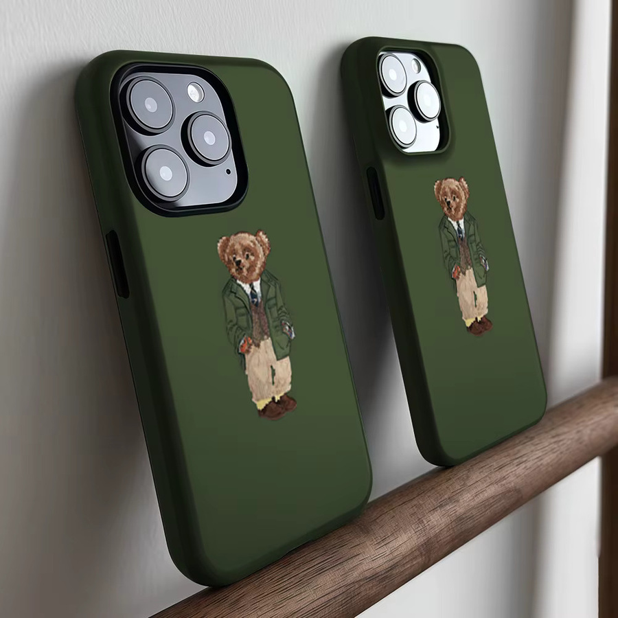CaseLumi Matte Bumper Schutzhülle mit MagSafe Kompatibilität für iPhone 17 16 15 14 13 Pro Max in Grün mit Teddybär Design - Bild 2