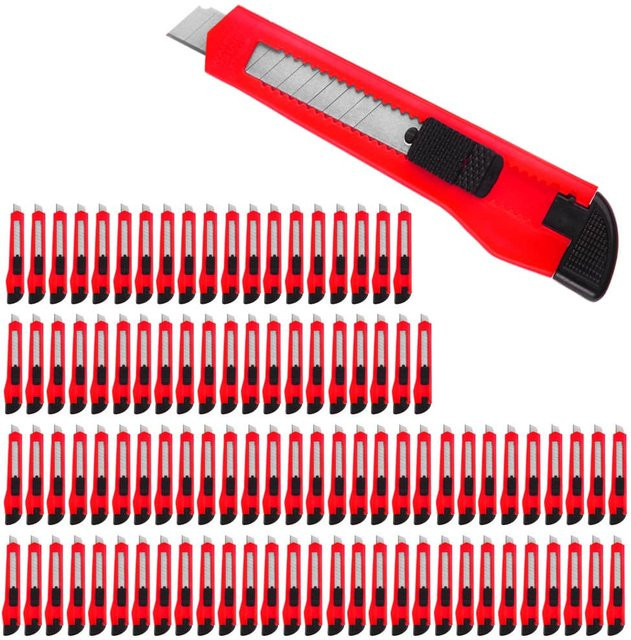 Deuba Cuttermesser 100er-Set in Rot mit Abbrechklingen aus Carbonstahl - Bild 1