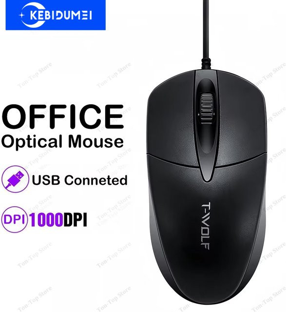 Kebidumei Ergonomische Optische USB-Maus in Schwarz für PC, Laptop und Mac OS - Bild 1