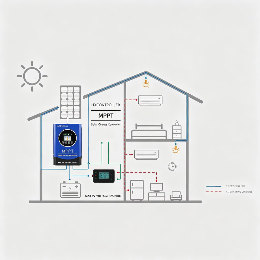 HXCONTROLLER MPPT Solarladeregler für PV-Anlagen in Blau, geeignet für LiFePO4, Lithium, GEL und Blei-Säure-Batterien - Bild 4