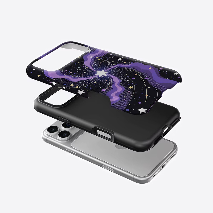 Potdemiel Aurea Case Matte Bumper MagSafe Schutzhülle für iPhone 13 bis 17 Pro Max, Stoßfeste PC Hülle, Lila Stern Vortex - Bild 2