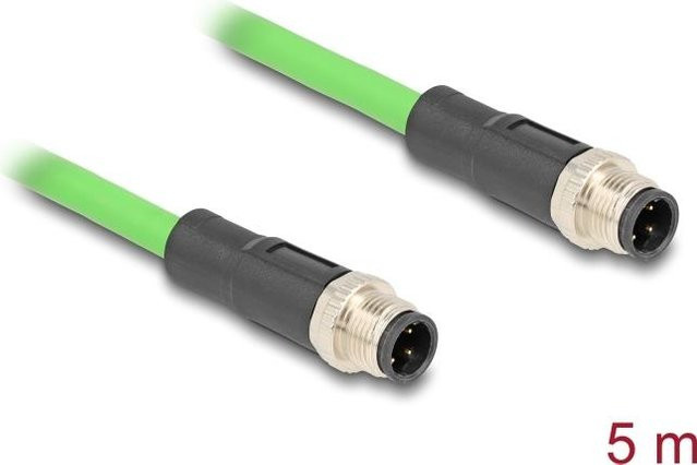 Delock 80419 M12 Ethernet Patchkabel SF/UTP in Grün, 5 m - Bild 1