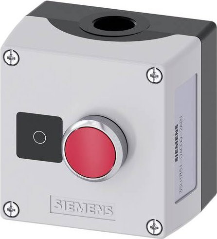 Siemens 3SU1851-0AC00-2AB1 Pushbutton Gehäuse aus Metall in Grau und Rot mit Schutzart IP66, IP67 und IP69K - Bild 1