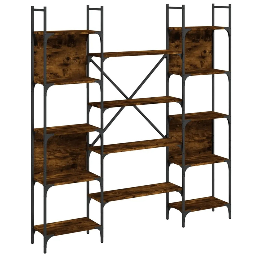vidaXL Bücherregal in Räuchereiche, Industrial Design, B/T/H: 155,5 x 24 x 166,5 cm - Bild 2