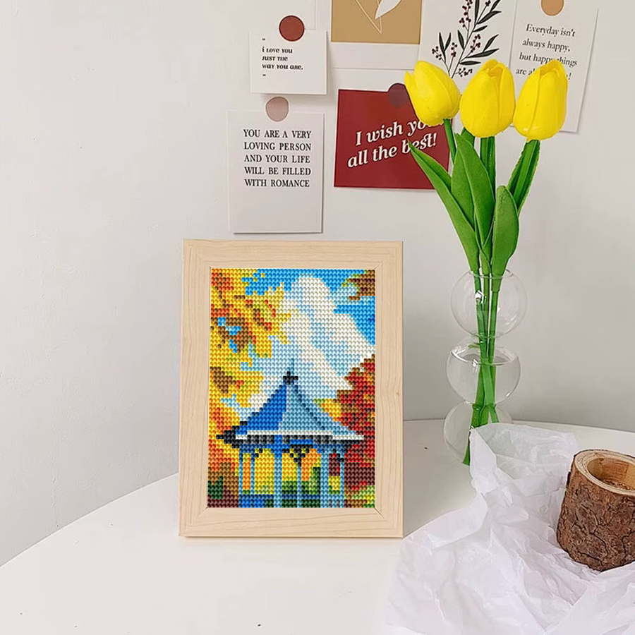 Momoart 12-teiliges DIY Diamantgemälde Set mit Landschaftsmotiven wie Windmühle und Leuchtturm in Multicolour, runde Diamantmosaik-Sets für dein Hobby - Bild 3