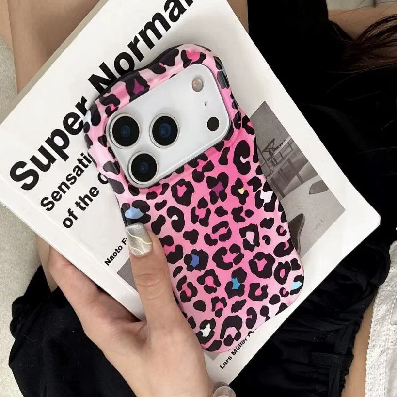 Fashion Wave Edge Handyhülle mit Leopardenmuster für iPhone 17 Air, 16, 15, 14, 13 Pro Max, stoßfeste 2-in-1 Hardcover Hülle in Multicolour und Schwarz - Bild 1