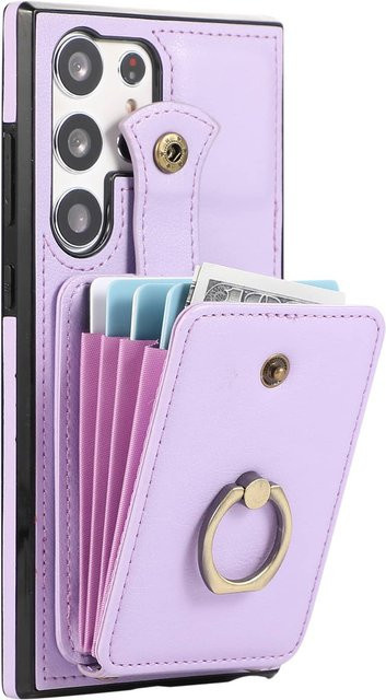 WirFor Schutzhülle für Samsung Galaxy S26 Ultra, S26 Plus und S26 mit Kartenhalter, 360 Grad drehbarem Ringständer und RFID-Schutz, Violett - Bild 1