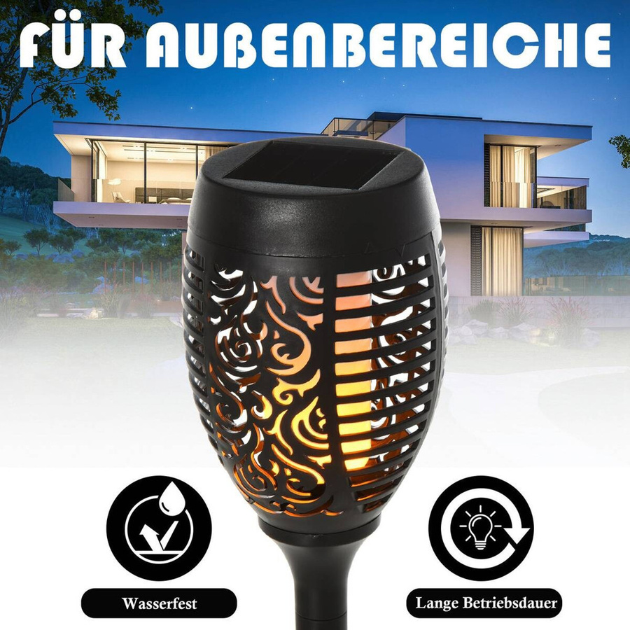 Outsunny Solarleuchten 4er-Set Schwarz aus Kunststoff mit LED und Erdspieß für Garten Balkon und Terrasse, Höhe: 72 cm, Durchmesser: 12 cm - Bild 5